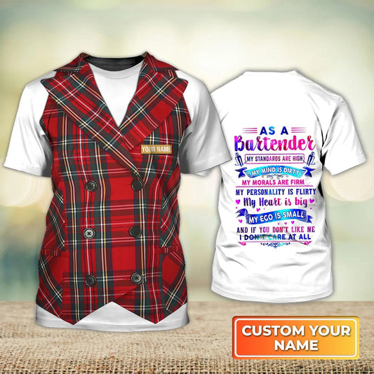 Custom Bartender T Shirt Gile Caro Pattern My Standards Are High Bartender Uniform Shirts TO1362