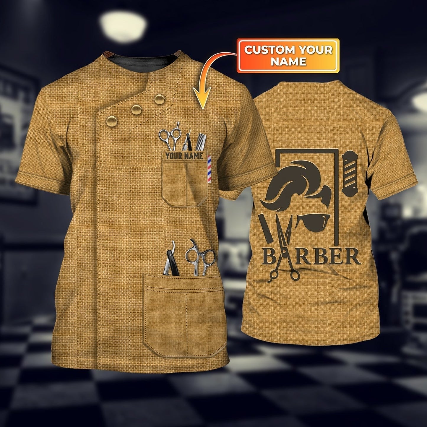 Personalized 3D Printed T Shirt For Barber Shop, Barber Men Shirt, Present To New Barber, Best Barber Gift TO0663