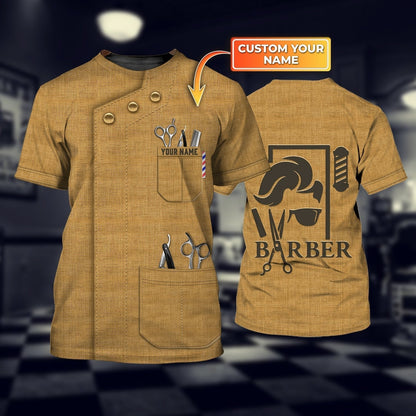 Personalized 3D Printed T Shirt For Barber Shop, Barber Men Shirt, Present To New Barber, Best Barber Gift TO0663
