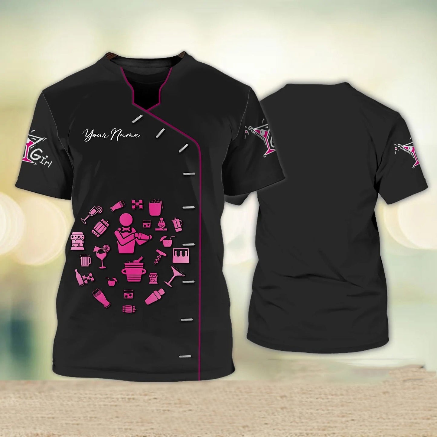 Personalized Women Bartender Shirt Bartender Uniform Female Bartender Gifts TO1365