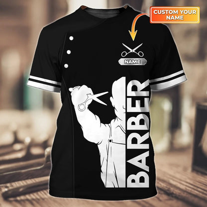 Personalized Skull Shirt For Barber, Being A Barber Man 3D Tshirt, Barber Shirts With Leather Pattern TO0665