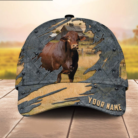 Beefmaster Customized Name 3D Cap 3D All Over Print Baseball Cap, Cap For Farm Lovers, Animal Cap, Leather Pattern Cap CA3212