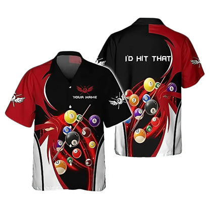 Personalized I'd Hit That Billiard Hawaiian Shirt For Men, Custom Funny Billiard Shirts, Custom Funny Pool Shirts ET0011