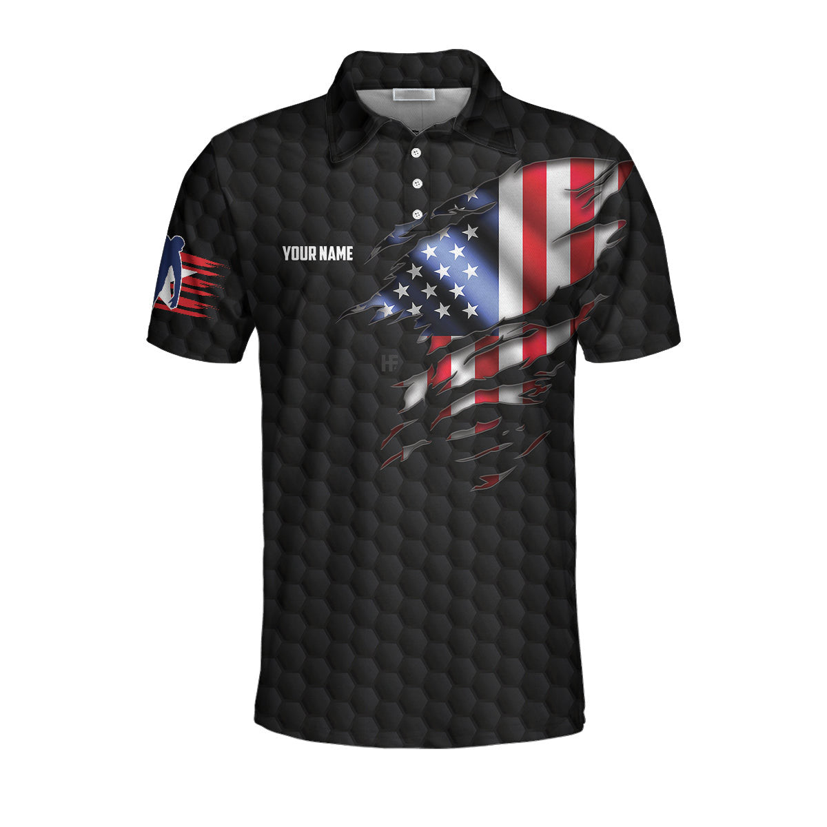 Black American Flag Bowling Custom Polo Shirt, Personalized American Flag Bowling Shirt For Bowling Fans Lasfour SO0557