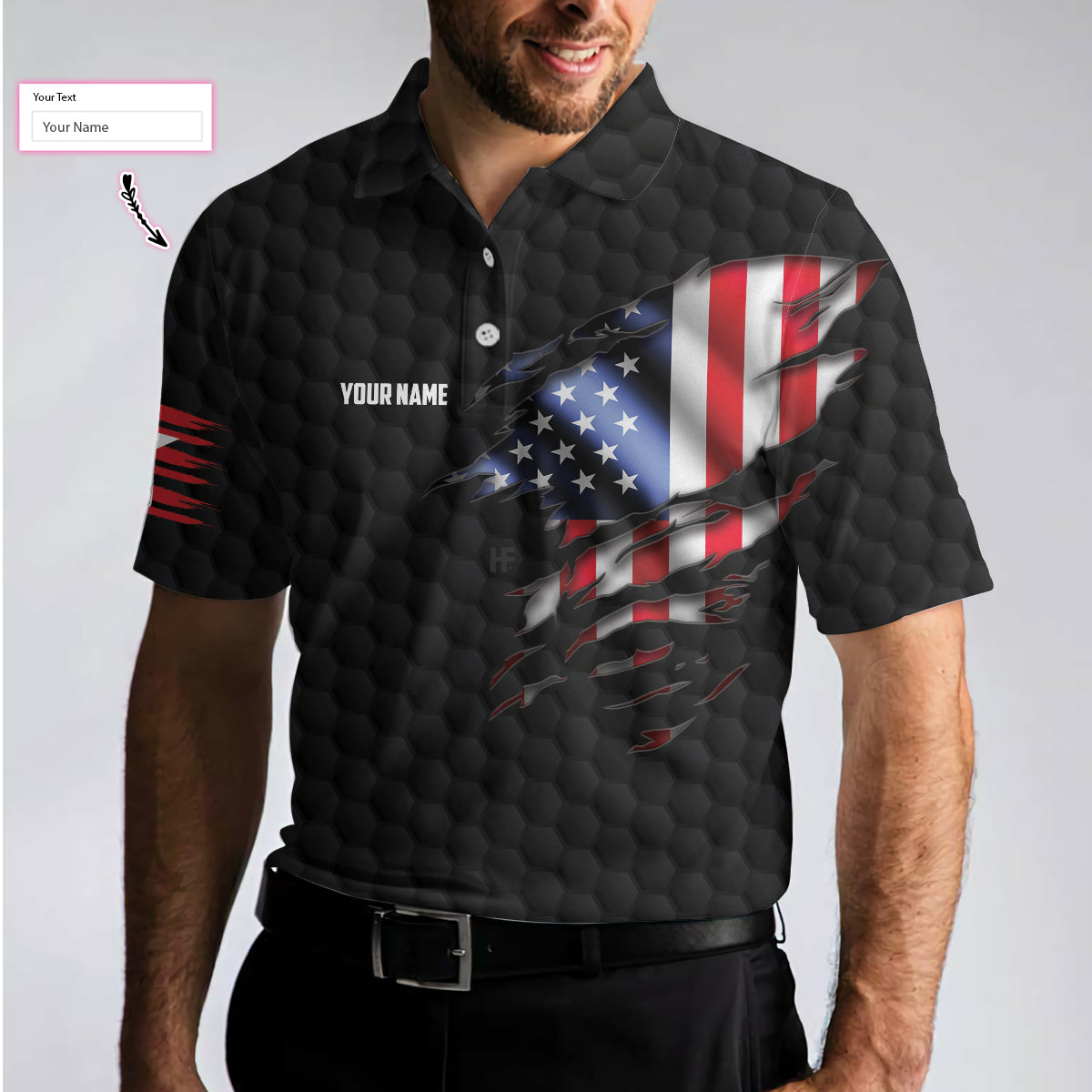 Black American Flag Bowling Custom Polo Shirt, Personalized American Flag Bowling Shirt For Bowling Fans Lasfour SO0557