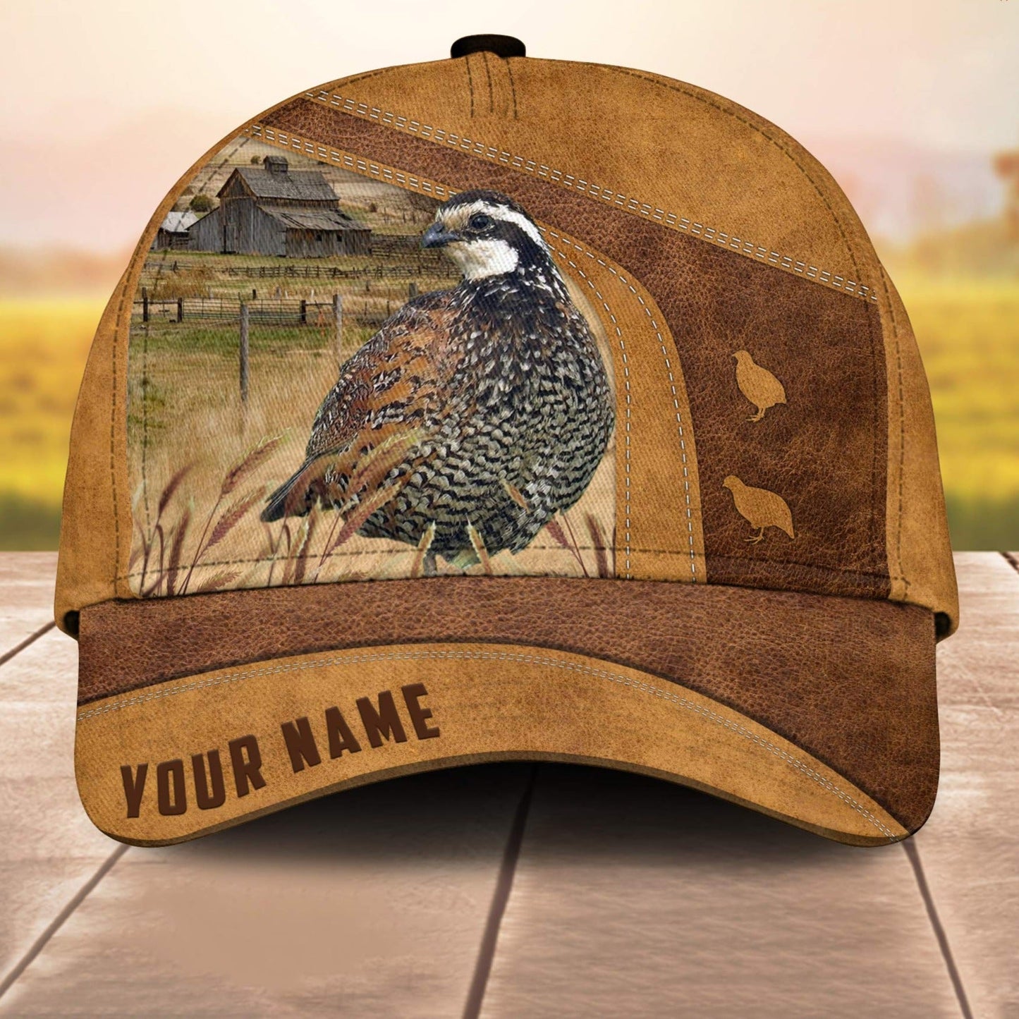 Custom Name Bob White Quail Cale 3D Cap 3D All Over Print Baseball Cap, Cap For Farm Lovers, Animal Cap, Leather Pattern Cap CA3004