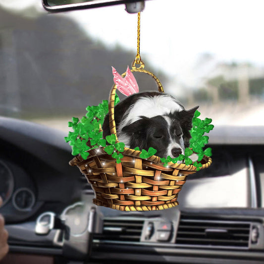 Border Collie-Sleeping Lucky Fairy-Two Sided Ornament, Funny Dog Car Hanging Ornaments OO0304