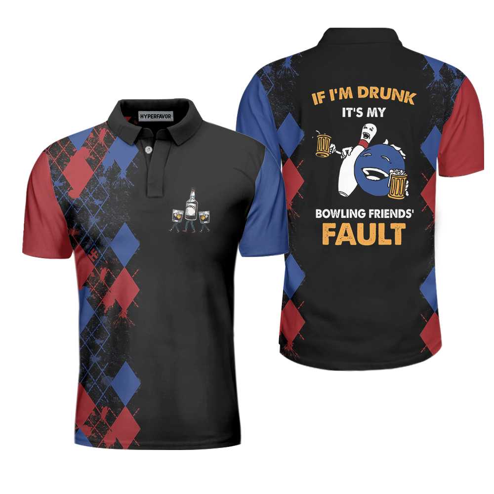 Bowling If I'M Drunk Polo Shirt, Argyle Pattern Polo Shirt Design, Funny Bowling Shirt For Male Players Lasfour SO0652