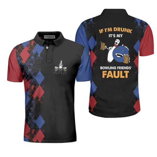Bowling If I'M Drunk Polo Shirt, Argyle Pattern Polo Shirt Design, Funny Bowling Shirt For Male Players Lasfour SO0652