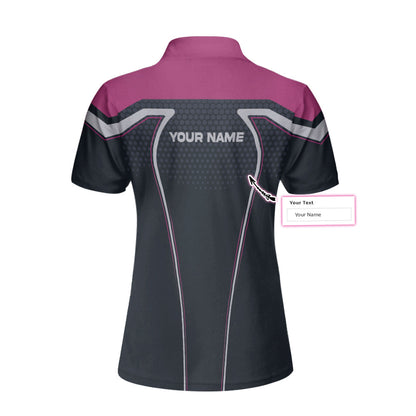 Bowling Team In Pink Custom Short Sleeve Women Polo Shirt, Personalized Bowling Shirt For Ladies, Custom Bowling Gift Idea SO0716