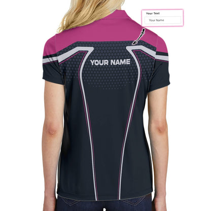 Bowling Team In Pink Custom Short Sleeve Women Polo Shirt, Personalized Bowling Shirt For Ladies, Custom Bowling Gift Idea SO0716