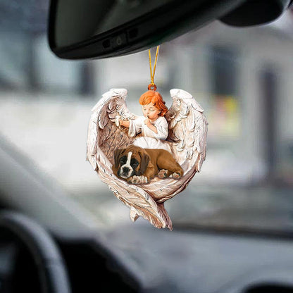 Acrylic 2 Side Hanging Ornament Angel Protect Boxer Sleeping OO1108