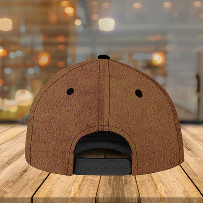 Brown Horse Leather Pattern American Customized Name Cap CA0170