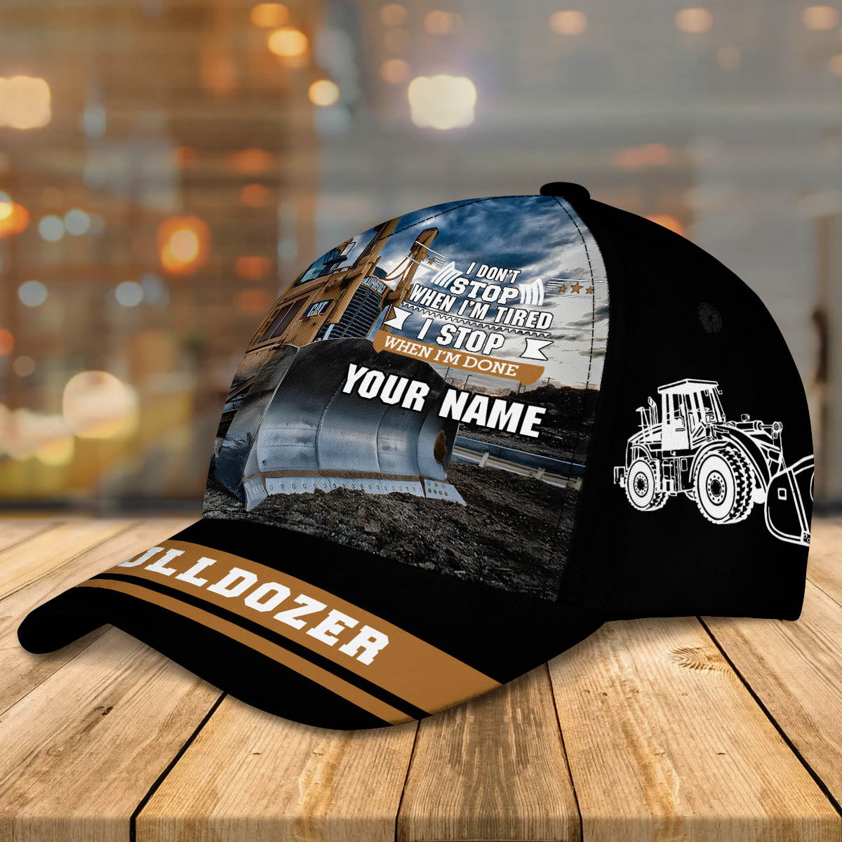 3D Classic Cap Bulldozer Personalized Name Cap 40 Lasfour CA0994