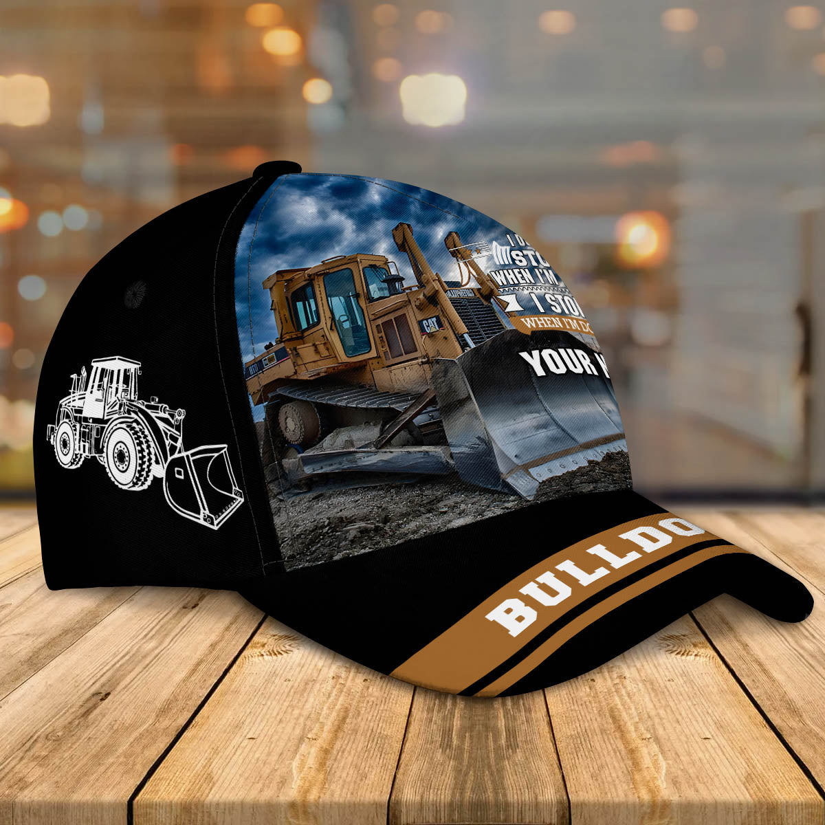 3D Classic Cap Bulldozer Personalized Name Cap 40 Lasfour CA0994