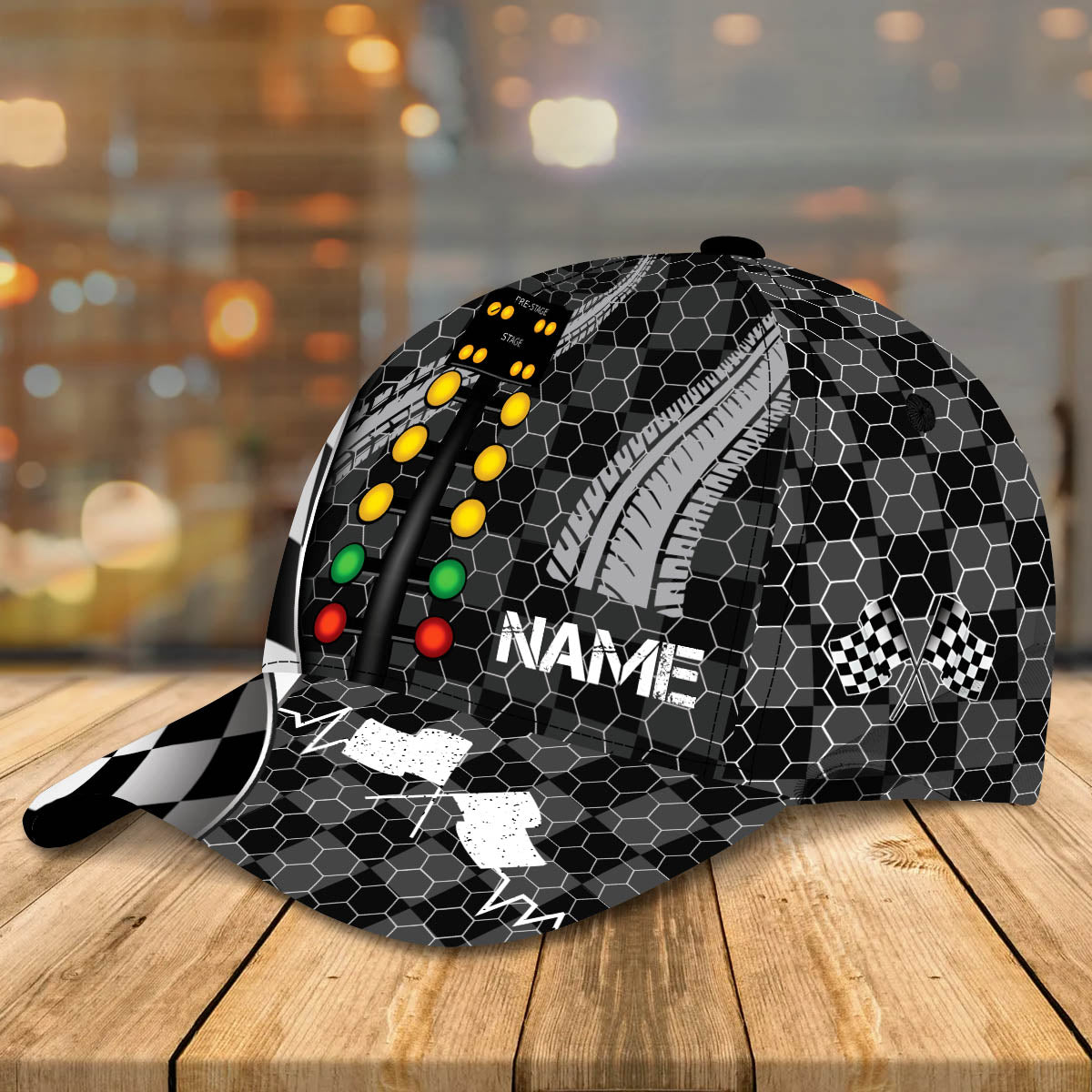 3D Classic Cap Drag Racing Personalized Name Cap Lasfour CA1031
