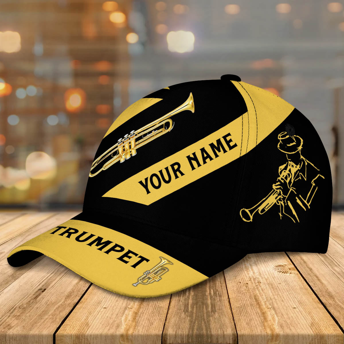 3D Classic Cap Trumpet Personalized Name Cap004 Lasfour CA1436