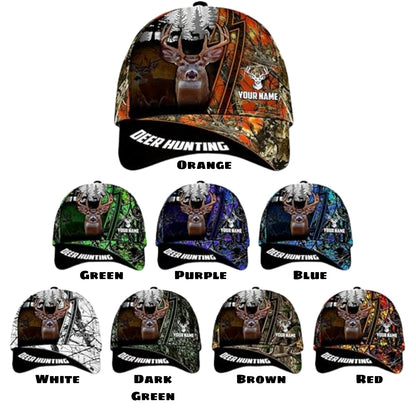 Deer Hunting Custom Orange Camo Baseball Cap, Custom Deer Caps For Hunters CP0257