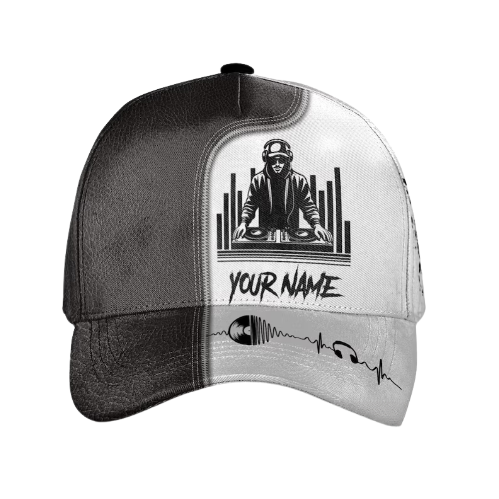 Personalized Name DJ Baseball Cap, Custom Disc Jockey 3D Hats Caps CP0114