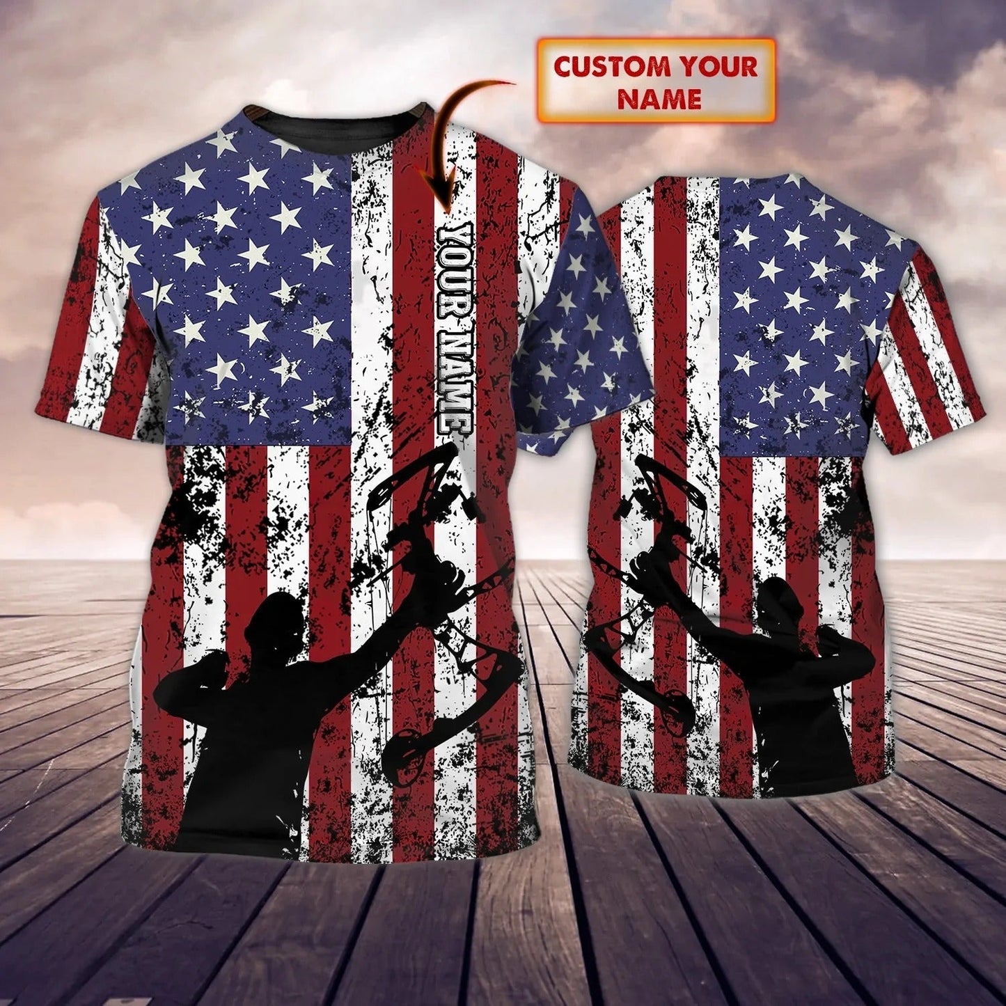 Personalized Archery Shirt American Flag Pattern 3D All Over Printed Archery Player Team Uniform Shirts TO1227