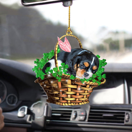 Cavalier King Charles Spaniel Cute Ornament For Car, Sleeping Lucky Fairy Two Sided Ornament OO0298