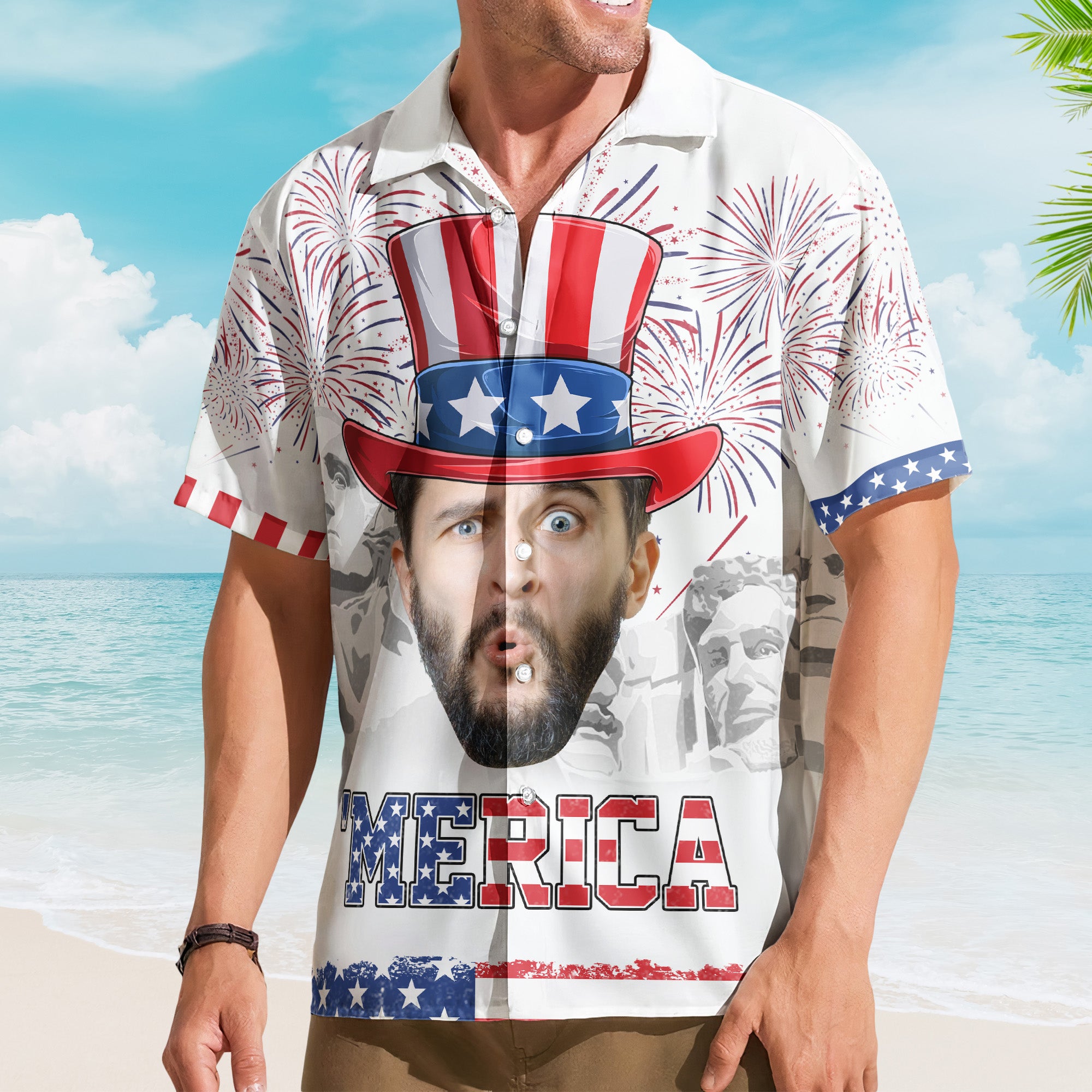 Celebrate The 4Th Of July With Merica Pattern - Personalized Photo Haw ...