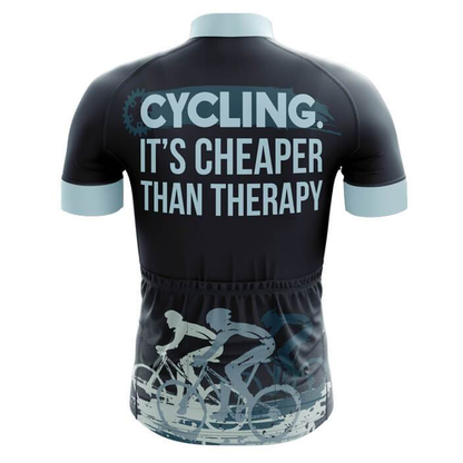 It's Cheaper Than Therapy Cycling Short Sleeve Jersey For Men, Navy Blue Funny Cycling Jerseys CG0814