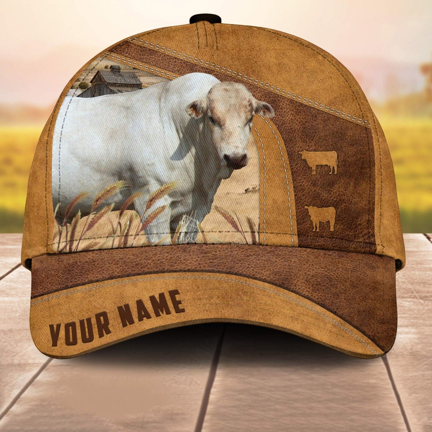 Custom Name Chianina Cale 3D Cap 3D All Over Print Baseball Cap, Cap For Farm Lovers, Animal Cap, Leather Pattern Cap CA3047