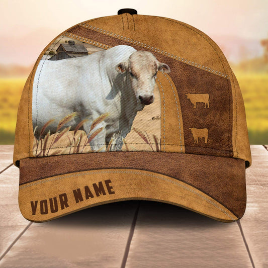 Custom Name Chianina Cale 3D Cap 3D All Over Print Baseball Cap, Cap For Farm Lovers, Animal Cap, Leather Pattern Cap CA3047