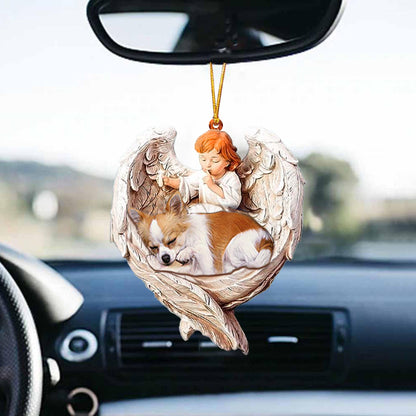 Sleeping Chihuahua Protected By Angel Car Hanging Ornament Love Dog Ornaments OO1099