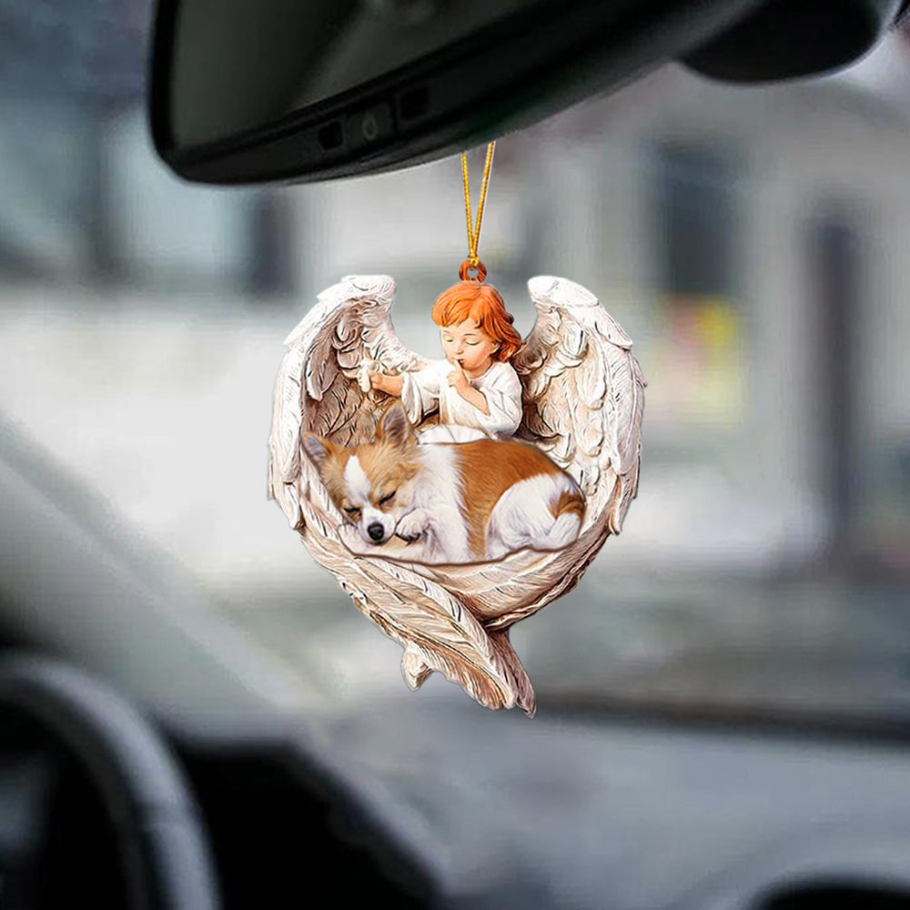 Sleeping Chihuahua Protected By Angel Car Hanging Ornament Love Dog Ornaments OO1099