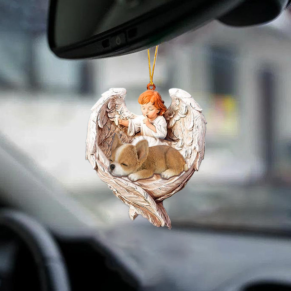 Sleeping Chihuahua Protected By Angel Car Hanging Ornament Best Gift For Dog Lovers OO1100