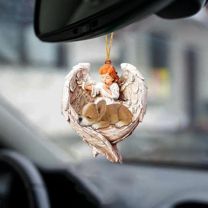 Sleeping Chihuahua Protected By Angel Car Hanging Ornament Best Gift For Dog Lovers OO1100