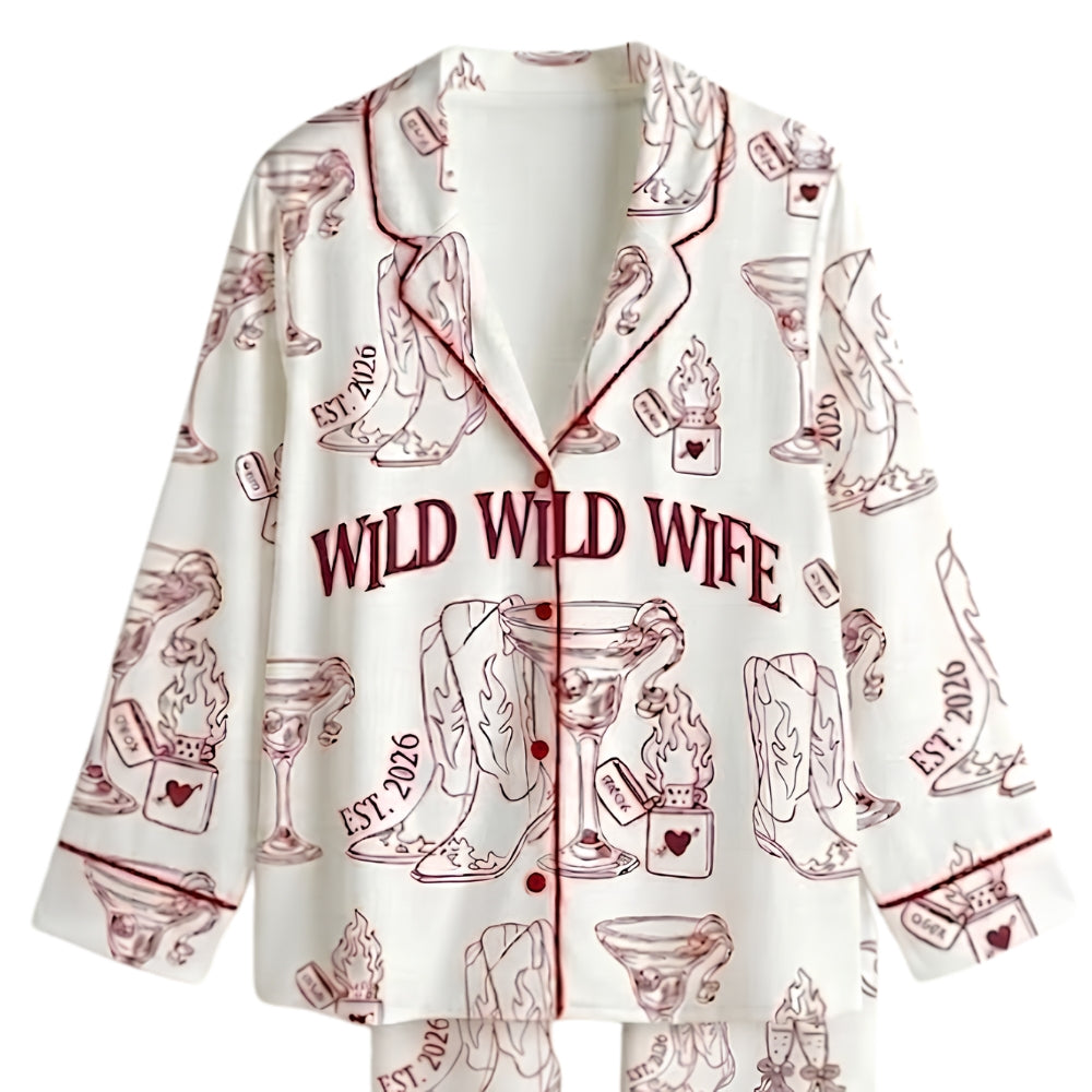 Wild Wild Wife Cowgirl Pajamas Set For Bride And Bridesmaid, Custom Bachelorette Western Pajamas WD0189
