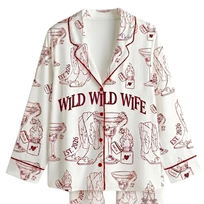 Wild Wild Wife Cowgirl Pajamas Set For Bride And Bridesmaid, Custom Bachelorette Western Pajamas WD0189