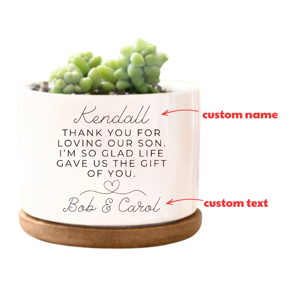 Thank You For Loving Our Son Custom Flower Pot For Daughter In Law, Custom Future Daughter Wedding Pot WD0337