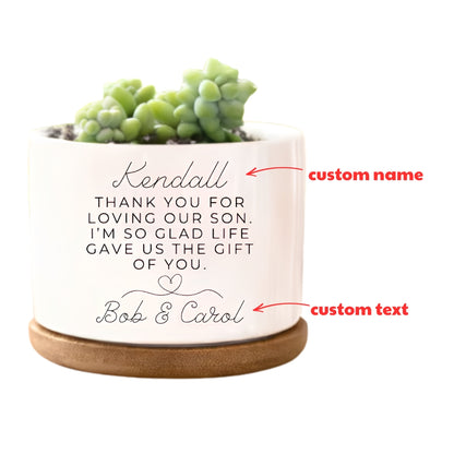Thank You For Loving Our Son Custom Flower Pot For Daughter In Law, Custom Future Daughter Wedding Pot WD0337