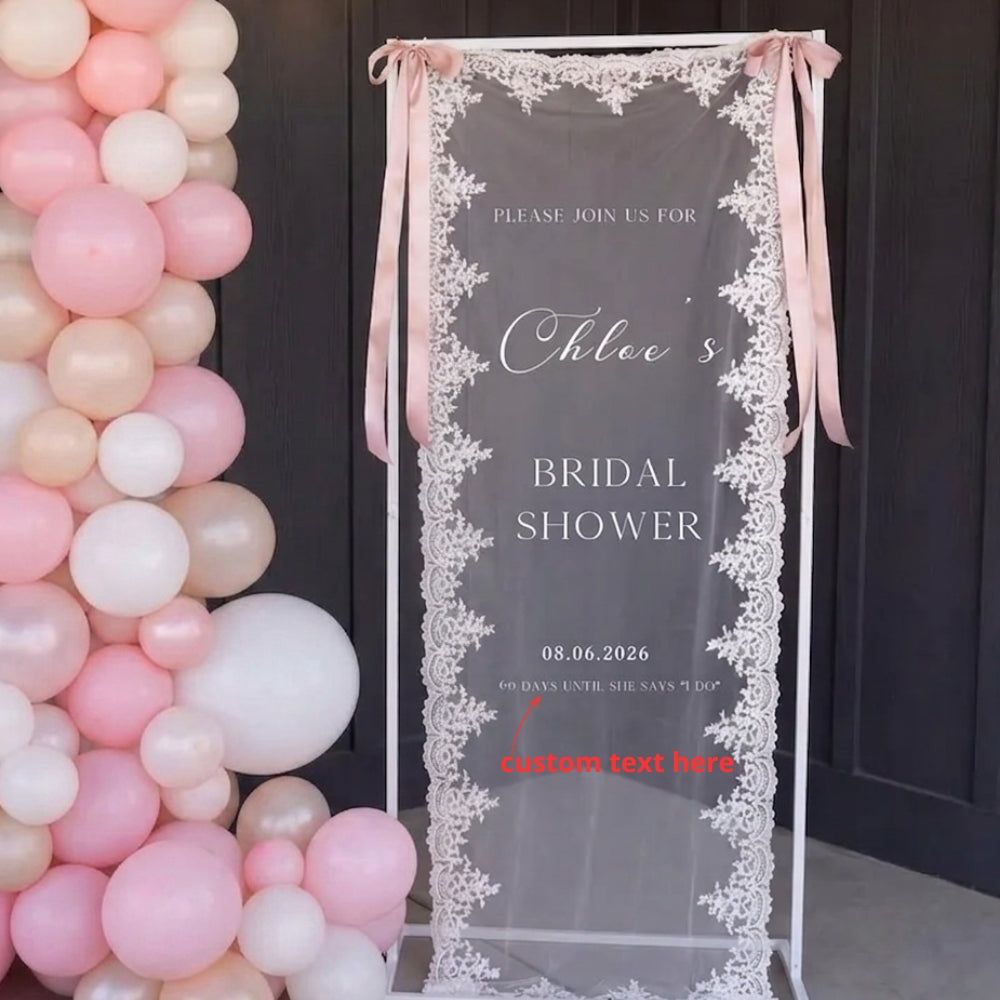 Personalized Bridal Shower Lace Welcome Sign, Custom Lace Wedding Banner For Bridal Shower WD0239