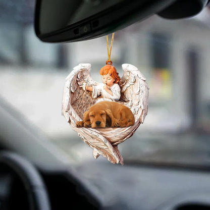 Sleeping Cocker Spaniel Protected By Angel Car Hanging Ornament OO1098