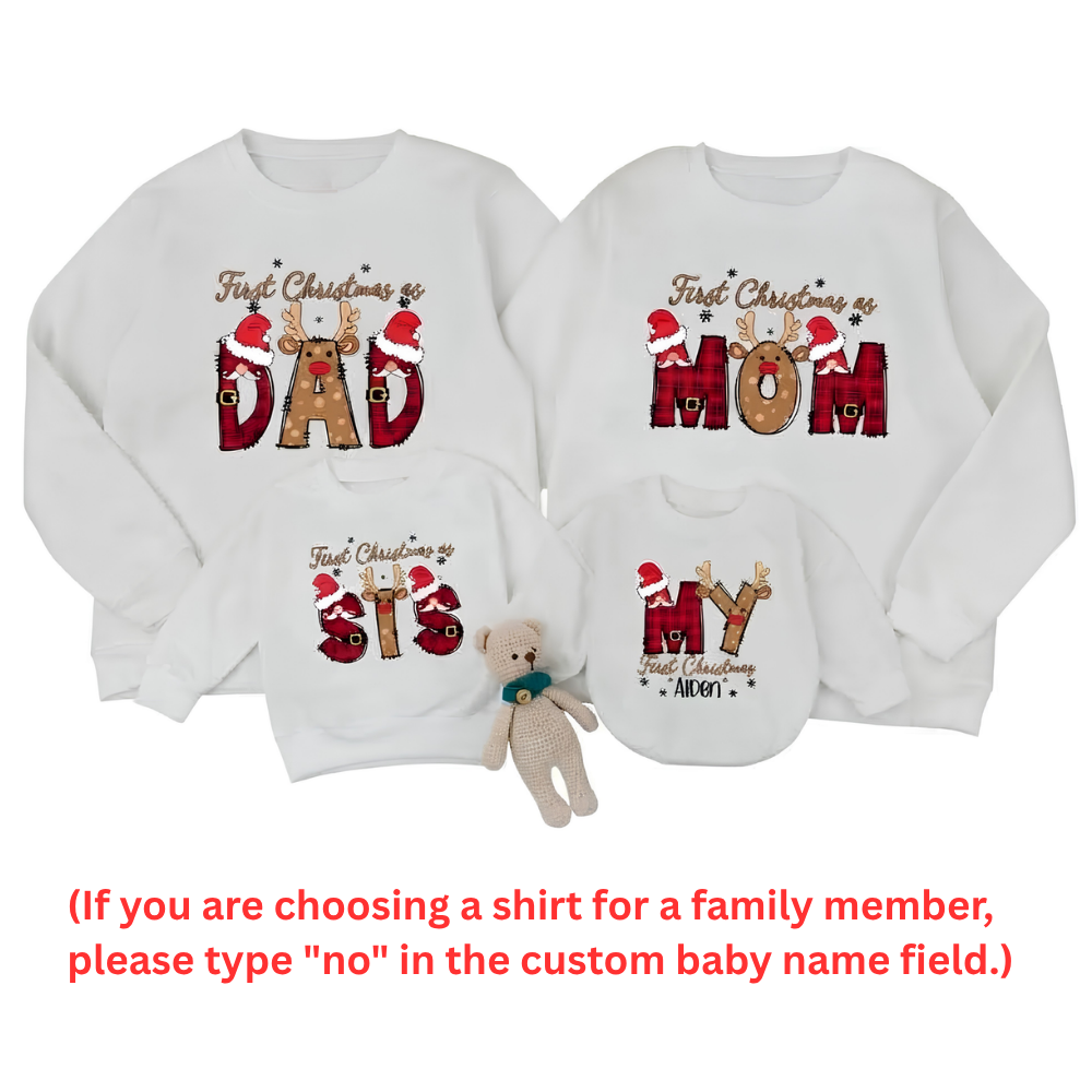 My First Christmas Custom Family Matching Sweatshirt, Custom First Birthday Christmas Family Sweatshirts ET1656