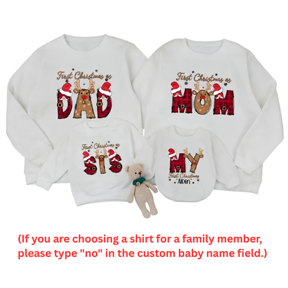 My First Christmas Custom Family Matching Sweatshirt, Custom First Birthday Christmas Family Sweatshirts ET1656
