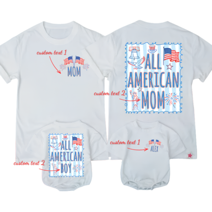 All American Boy All American Mom Matching Family T Shirts 4th Of July, Custom Patriotic Family Matching Shirts ET1527