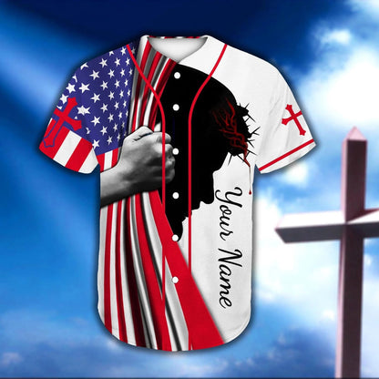 Cross, American Flag Baseball Jersey - Jesus Is My Everything Custom Baseball Jersey Shirt SO0071