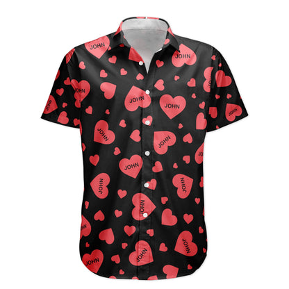 Custom Heart With Name Vintage Aloha Valentine's Day Gift - Custom Hawaiian Shirts HA0069