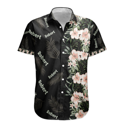 Custom Name Hibiscus Tropical Line Vintage Aloha Shirts - Custom Hawaiian Shirts HA0070