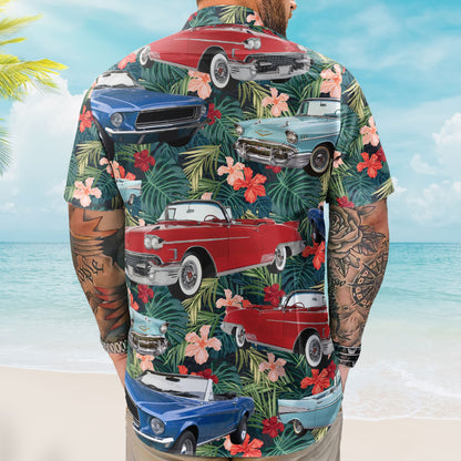 Custom Vintage Car Muscle Cars For Men, Husband - Custom Photo Hawaiian Shirt HA0056