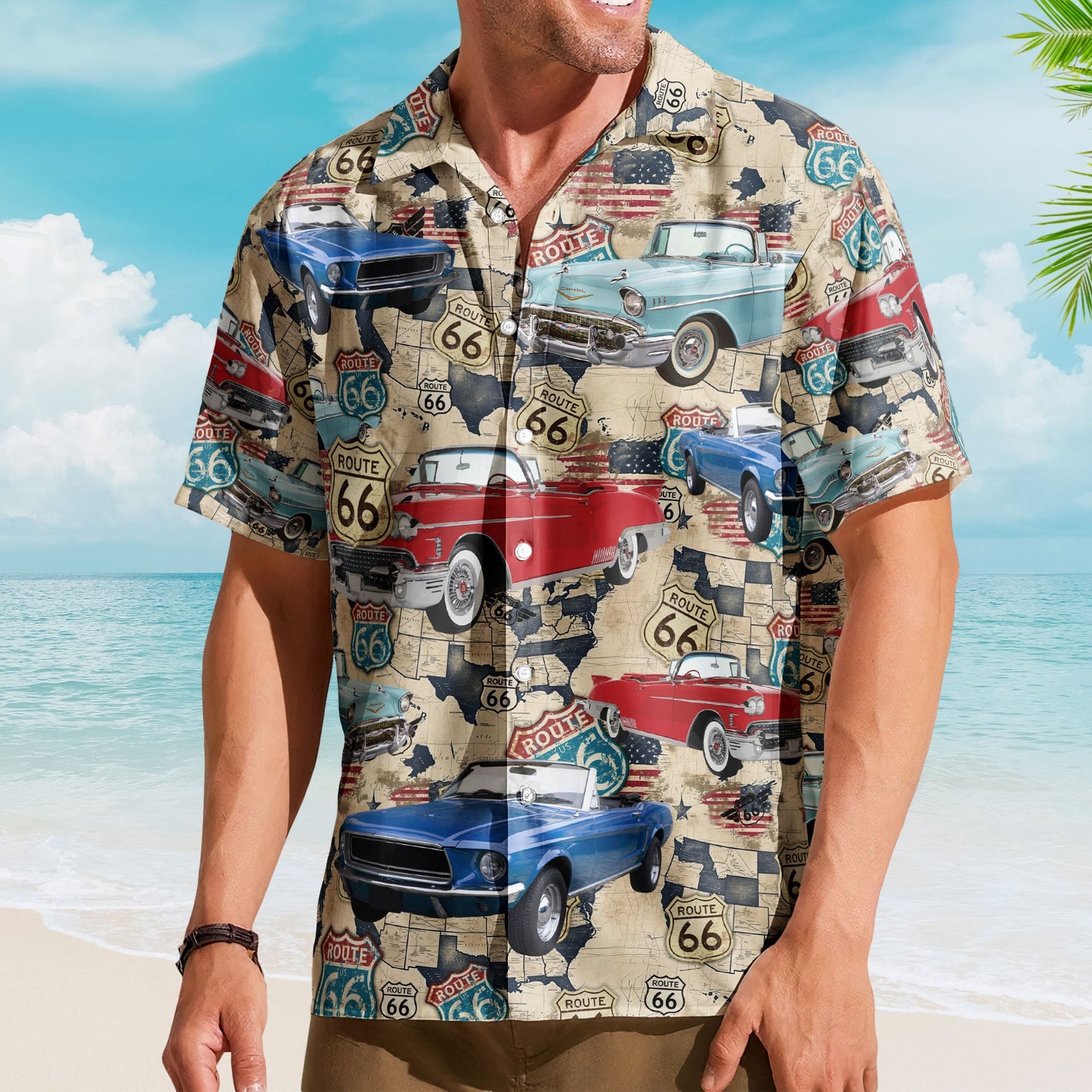 Custom Vintage Cars Muscle Cars For Men, Husband - Custom Photo Hawaiian Shirt HA0054