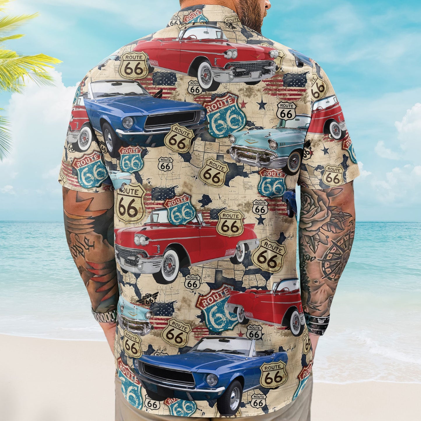 Custom Vintage Cars Muscle Cars For Men, Husband - Custom Photo Hawaiian Shirt HA0054