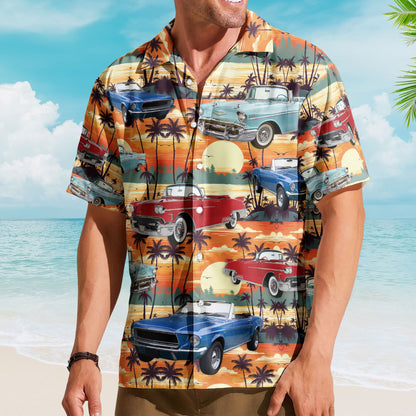 Custom Vintage Cars Photo Muscle Cars For Men, Husband - Custom Photo Hawaiian Shirt HA0106