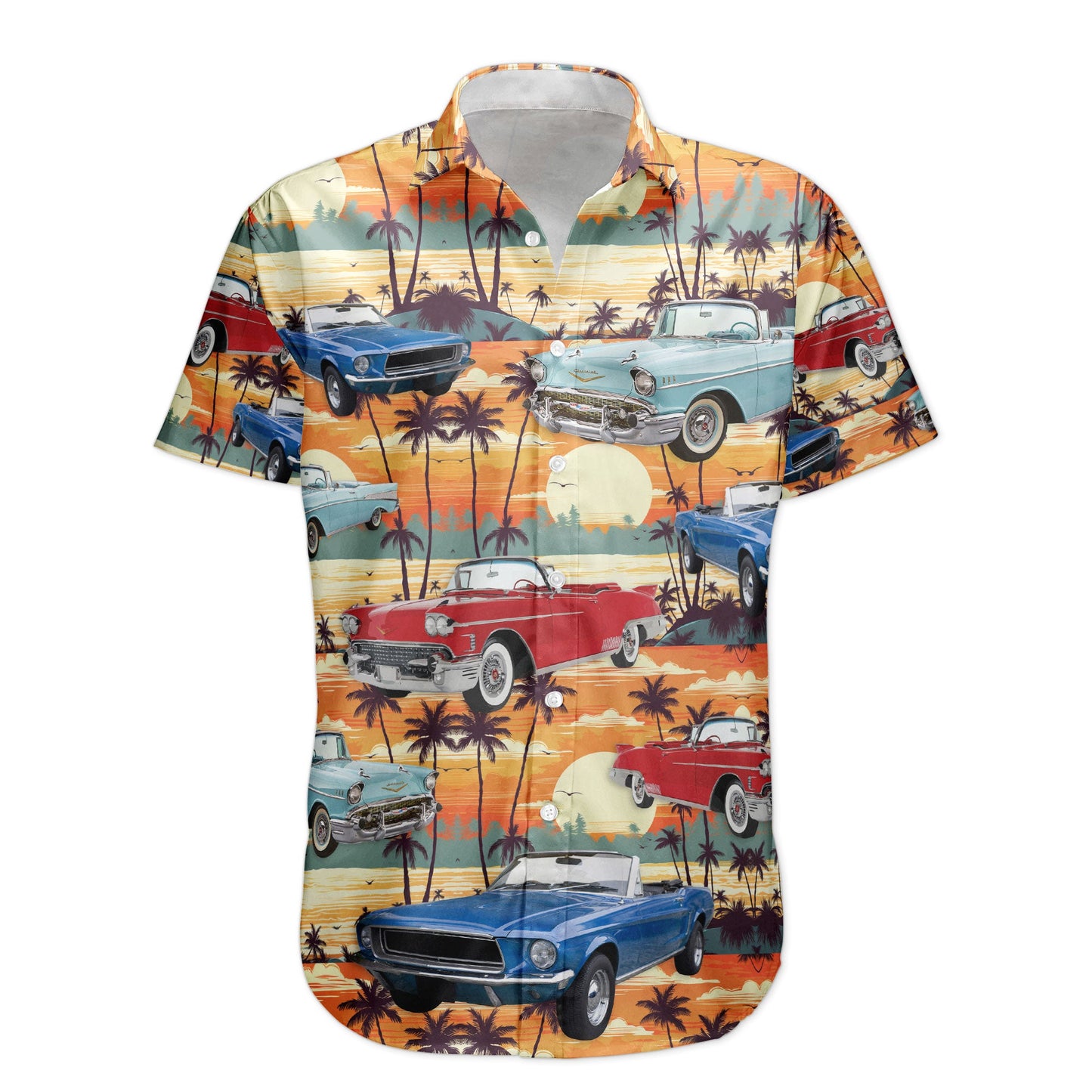 Custom Vintage Cars Photo Muscle Cars For Men, Husband - Custom Photo Hawaiian Shirt HA0106